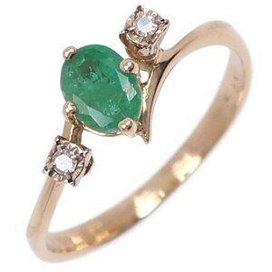 Ring K18 yellow gold/Emerald/diamond #4.9(US Size) 1.7g Women